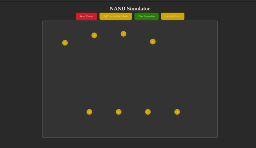 NAND simulator interface in picoCTF Pachinko walkthrough, step-by-step guide to unlocking flag 1